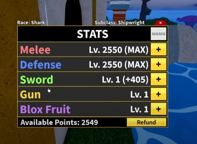 Resetar status Blox Fruits