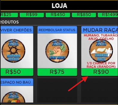 Loja Robux MUDAR DE RAÇA no Blox Fruits